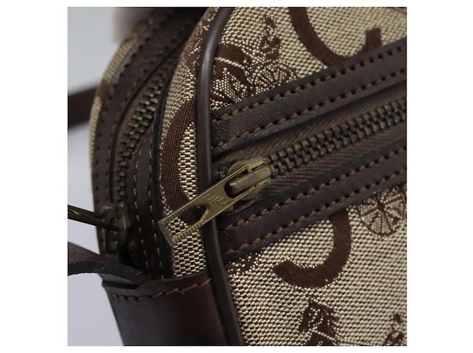 Céline Borsa a spalla CELINE C Sulky in tela e pelle beige marrone Auth EC715 - vista 17