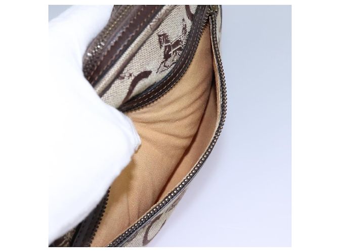Céline Borsa a spalla CELINE C Sulky in tela e pelle beige marrone Auth EC715 - vista 18