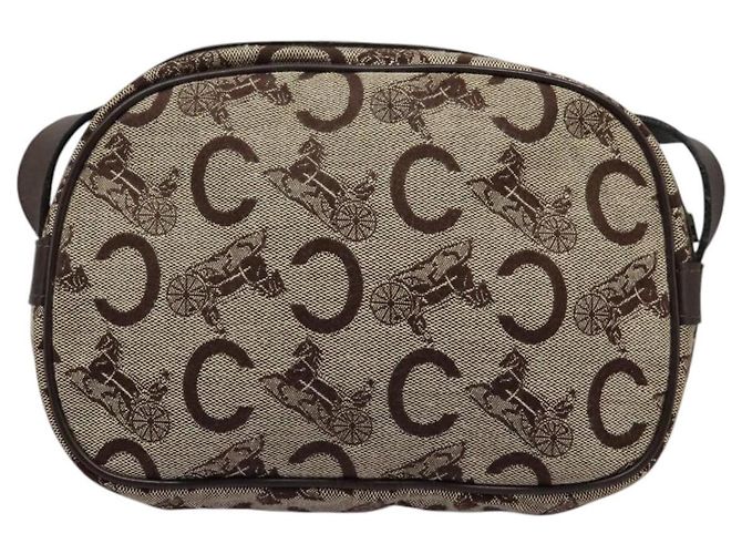 Céline Borsa a spalla CELINE C Sulky in tela e pelle beige marrone Auth EC715 - vista 2