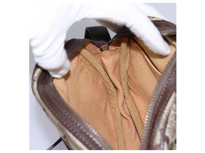 Céline Borsa a spalla CELINE C Sulky in tela e pelle beige marrone Auth EC715 - vista 20