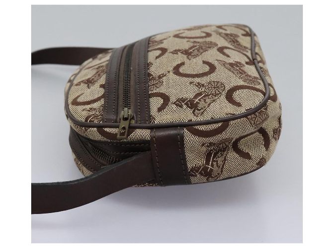 Céline Borsa a spalla CELINE C Sulky in tela e pelle beige marrone Auth EC715 - vista 3