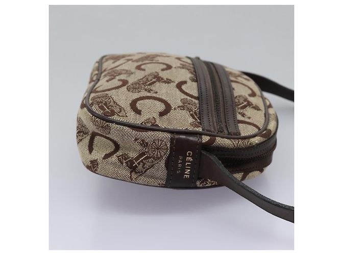 Céline Borsa a spalla CELINE C Sulky in tela e pelle beige marrone Auth EC715 - vista 4
