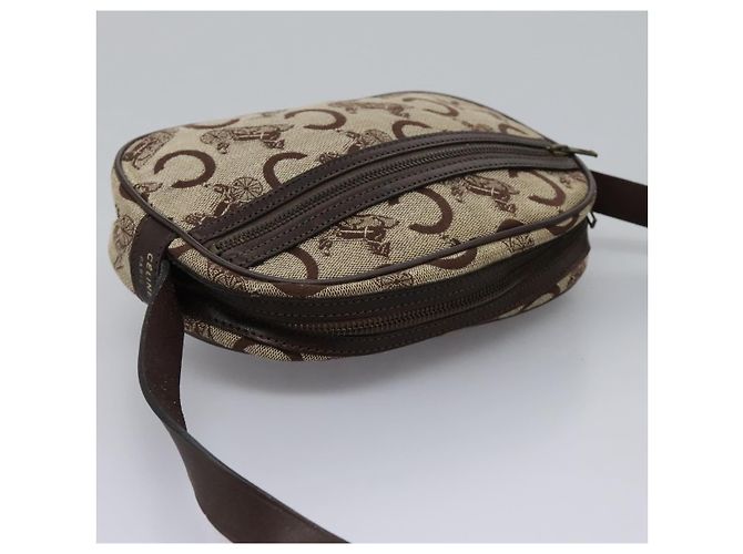 Céline Borsa a spalla CELINE C Sulky in tela e pelle beige marrone Auth EC715 - vista 6