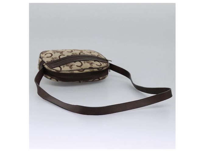 Céline Borsa a spalla CELINE C Sulky in tela e pelle beige marrone Auth EC715 - vista 7