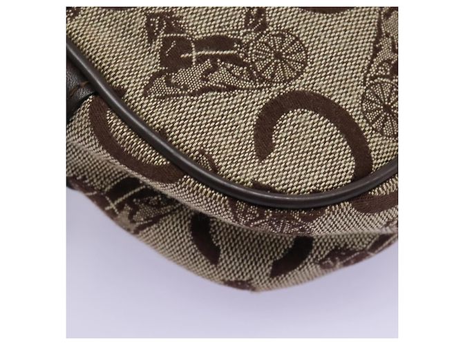 Céline Borsa a spalla CELINE C Sulky in tela e pelle beige marrone Auth EC715 - vista 9