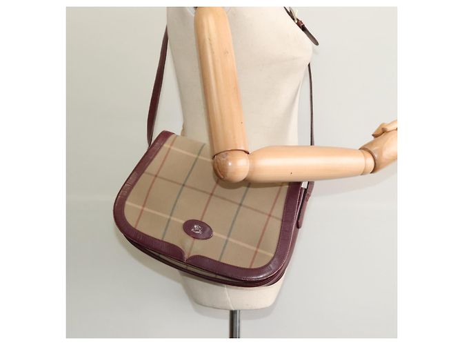 Autre Marque Borsa a Spalla Burberrys Nova Check in Tela Beige Oro Auth th5781 D'oro - vista 23