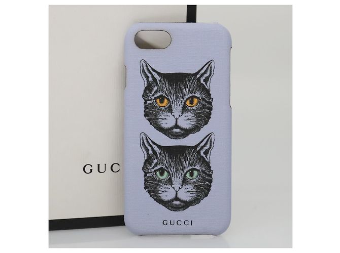 Custodia per iPhone 8 GUCCI Cat in pelle PVC viola 548889 Auth am7392 Porpora - vista 12