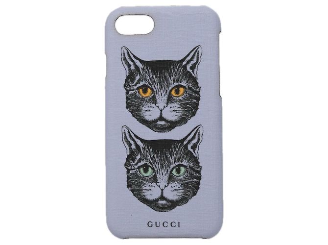 Custodia per iPhone 8 GUCCI Cat in pelle PVC viola 548889 Auth am7392 Porpora - vista 13