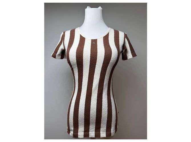 Camicia a righe vintage Fendi Roma bianca e marrone 36/S Bianco - vista 10