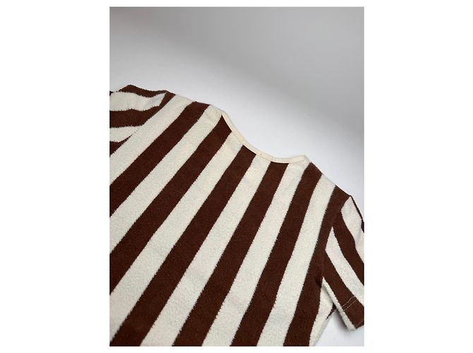 Camicia a righe vintage Fendi Roma bianca e marrone 36/S Bianco - vista 11