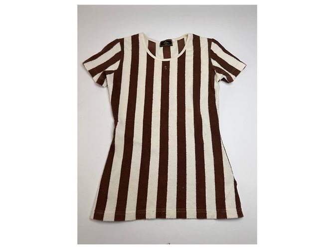 Camicia a righe vintage Fendi Roma bianca e marrone 36/S Bianco - vista 15