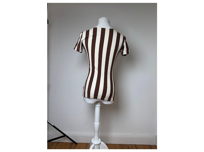 Camicia a righe vintage Fendi Roma bianca e marrone 36/S Bianco - vista 2
