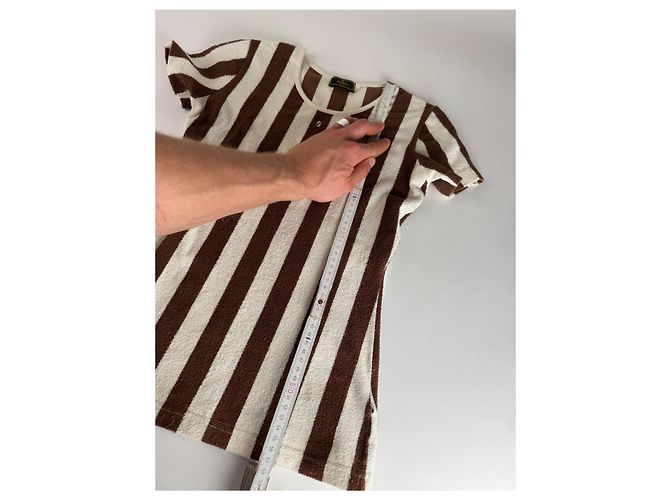 Camicia a righe vintage Fendi Roma bianca e marrone 36/S Bianco - vista 3