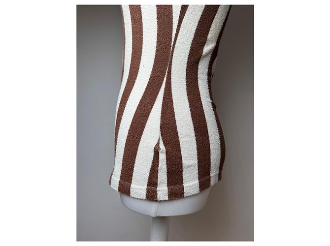 Camicia a righe vintage Fendi Roma bianca e marrone 36/S Bianco - vista 8