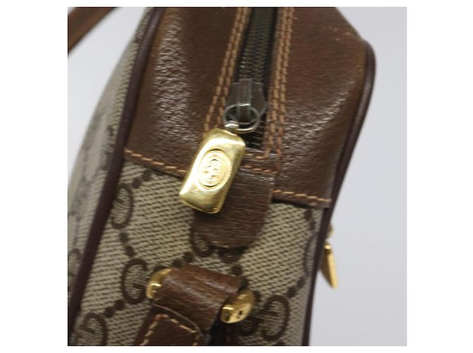 GUCCI GG Supreme Web Borsa Sherry Linea PVC Beige Oro Rosso 56 02 087 Auth EC527 D'oro - vista 10