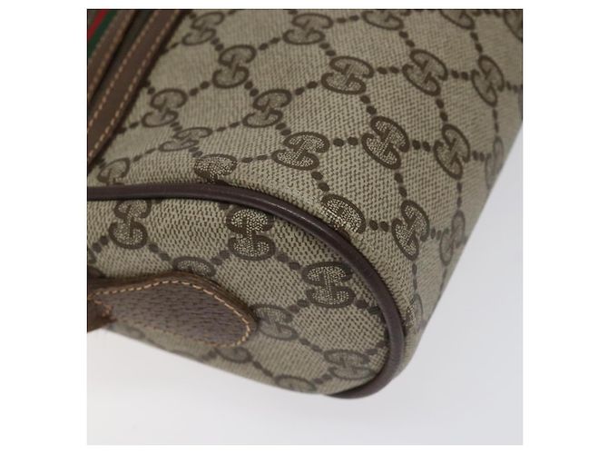 GUCCI GG Supreme Web Borsa Sherry Linea PVC Beige Oro Rosso 56 02 087 Auth EC527 D'oro - vista 14