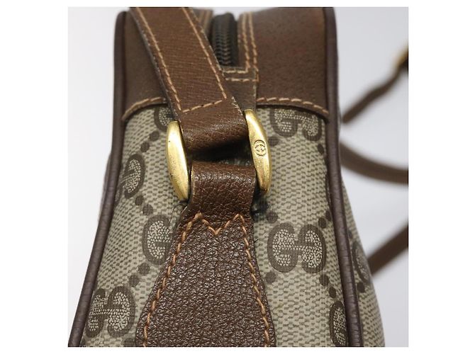 GUCCI GG Supreme Web Borsa Sherry Linea PVC Beige Oro Rosso 56 02 087 Auth EC527 D'oro - vista 17