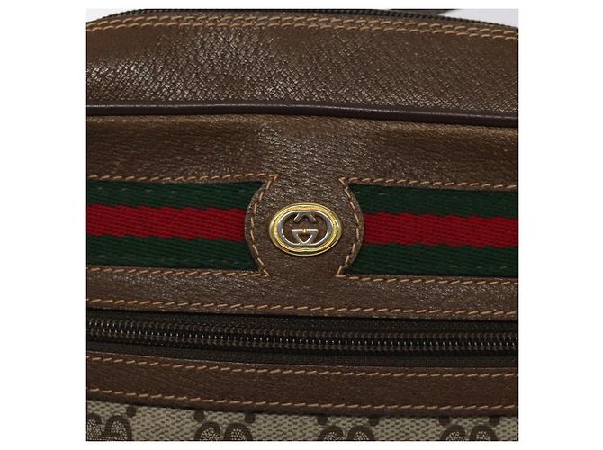 GUCCI GG Supreme Web Borsa Sherry Linea PVC Beige Oro Rosso 56 02 087 Auth EC527 D'oro - vista 18