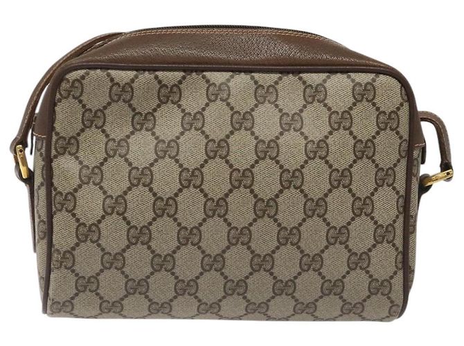 GUCCI GG Supreme Web Borsa Sherry Linea PVC Beige Oro Rosso 56 02 087 Auth EC527 D'oro - vista 2