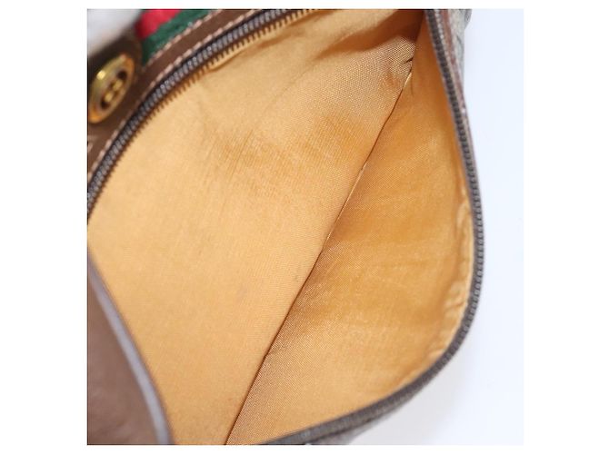 GUCCI GG Supreme Web Borsa Sherry Linea PVC Beige Oro Rosso 56 02 087 Auth EC527 D'oro - vista 22