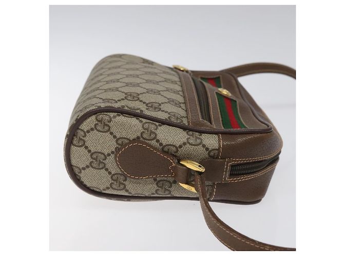 GUCCI GG Supreme Web Borsa Sherry Linea PVC Beige Oro Rosso 56 02 087 Auth EC527 D'oro - vista 3