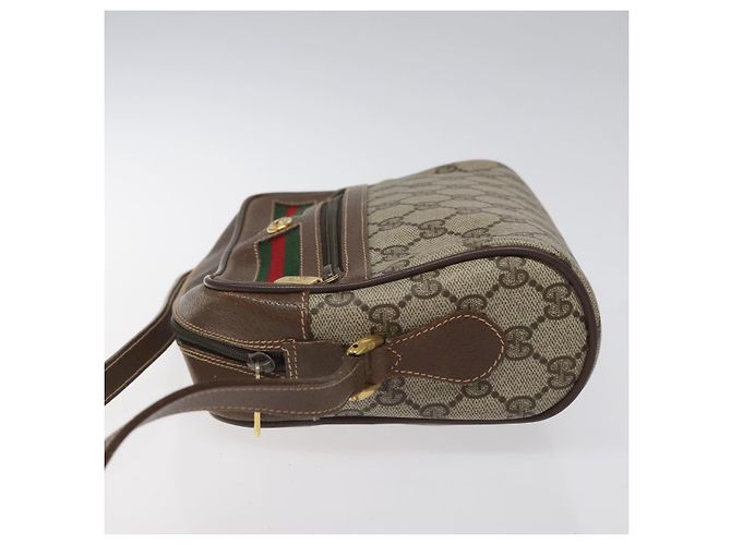 GUCCI GG Supreme Web Borsa Sherry Linea PVC Beige Oro Rosso 56 02 087 Auth EC527 D'oro - vista 4