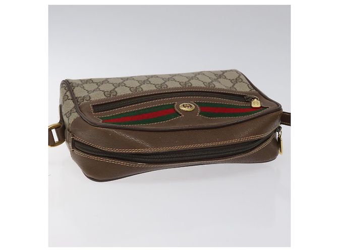 GUCCI GG Supreme Web Borsa Sherry Linea PVC Beige Oro Rosso 56 02 087 Auth EC527 D'oro - vista 6