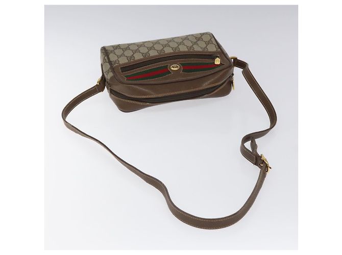 GUCCI GG Supreme Web Borsa Sherry Linea PVC Beige Oro Rosso 56 02 087 Auth EC527 D'oro - vista 7