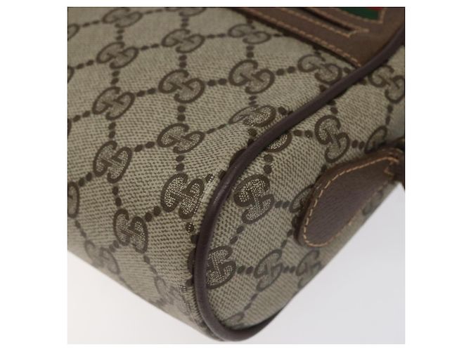 GUCCI GG Supreme Web Borsa Sherry Linea PVC Beige Oro Rosso 56 02 087 Auth EC527 D'oro - vista 9