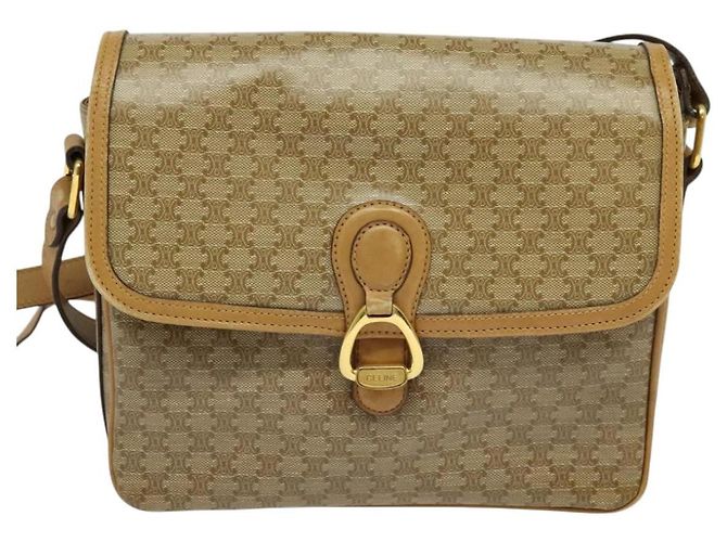 Céline Borsa a spalla in tela Macadam CELINE PVC marrone oro Auth BA513 D'oro - vista 13
