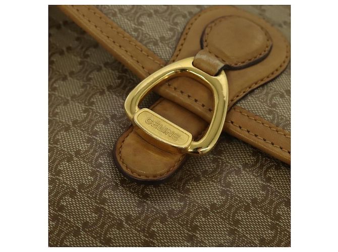 Céline Borsa a spalla in tela Macadam CELINE PVC marrone oro Auth BA513 D'oro - vista 17