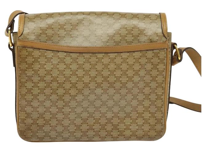 Céline Borsa a spalla in tela Macadam CELINE PVC marrone oro Auth BA513 D'oro - vista 2