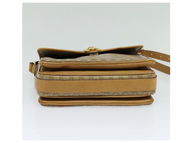 Céline Borsa a spalla in tela Macadam CELINE PVC marrone oro Auth BA513 D'oro - vista 5
