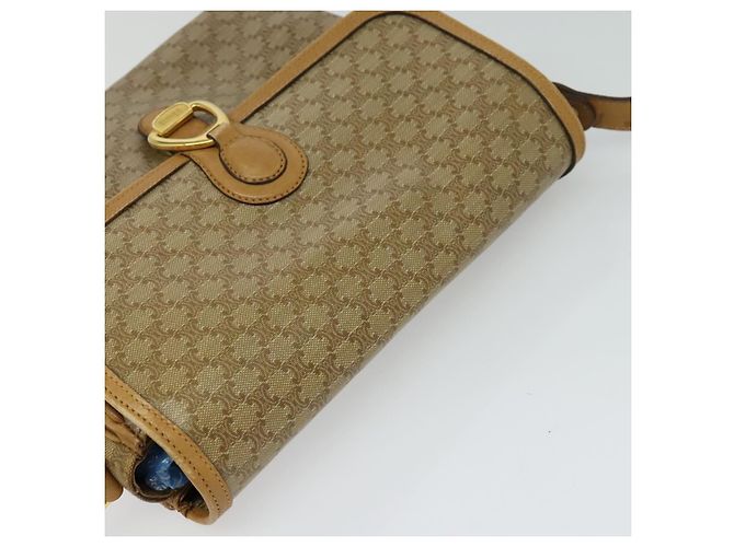 Céline Borsa a spalla in tela Macadam CELINE PVC marrone oro Auth BA513 D'oro - vista 6