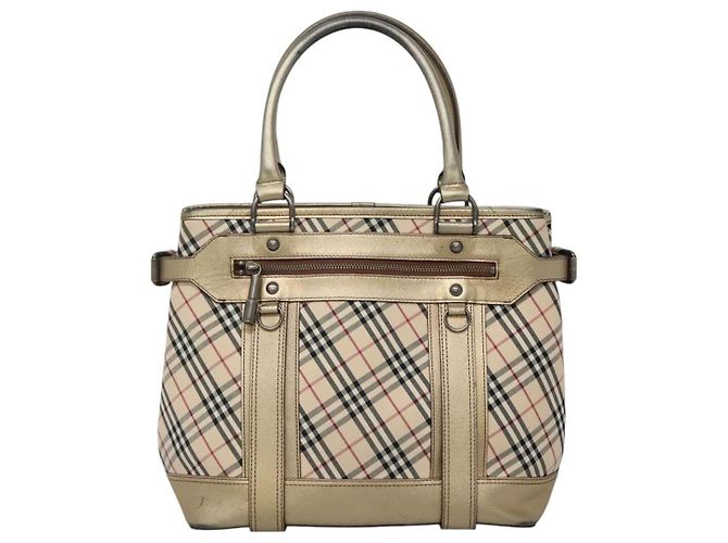Burberry Nova Check Tote Bag aus Canvas Beige Gold Auth EC868 Golden - Ansicht 13