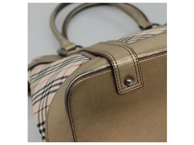 Burberry Nova Check Tote Bag aus Canvas Beige Gold Auth EC868 Golden - Ansicht 14
