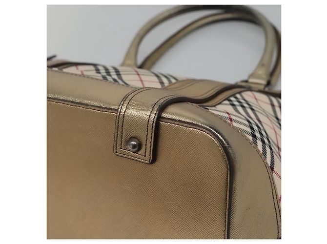 Burberry Nova Check Tote Bag aus Canvas Beige Gold Auth EC868 Golden - Ansicht 15
