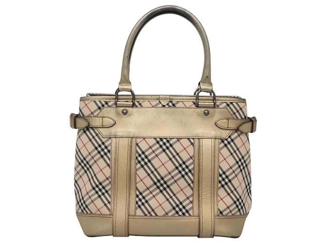 Burberry Nova Check Tote Bag aus Canvas Beige Gold Auth EC868 Golden - Ansicht 2