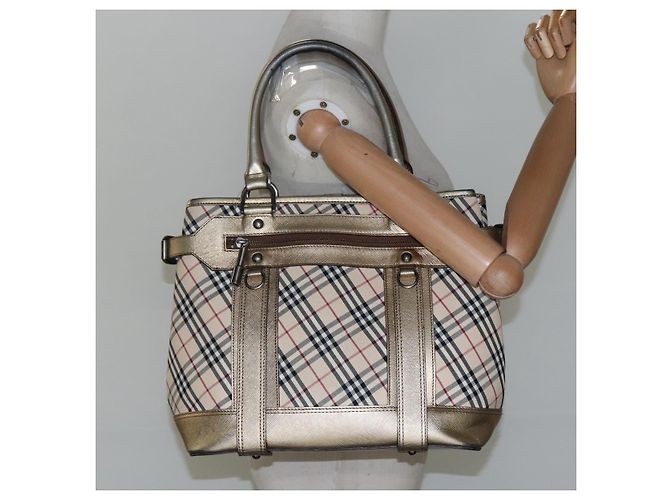 Burberry Nova Check Tote Bag aus Canvas Beige Gold Auth EC868 Golden - Ansicht 21