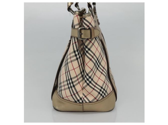 Burberry Nova Check Tote Bag aus Canvas Beige Gold Auth EC868 Golden - Ansicht 4