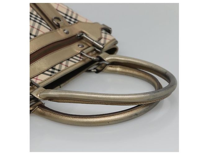 Burberry Nova Check Tote Bag aus Canvas Beige Gold Auth EC868 Golden - Ansicht 7