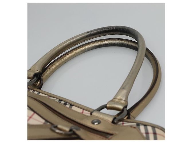 Burberry Nova Check Tote Bag aus Canvas Beige Gold Auth EC868 Golden - Ansicht 8