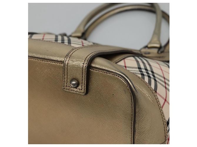 Burberry Nova Check Tote Bag aus Canvas Beige Gold Auth EC868 Golden - Ansicht 9