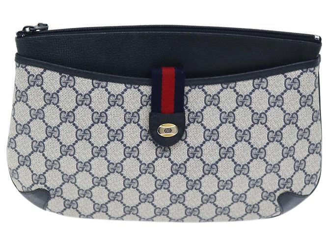 GUCCI GG Supreme Sherry Line Borsa a Spalla PVC Blu Navy Rosso 904 02 026 Auth yk12549 - vista 2