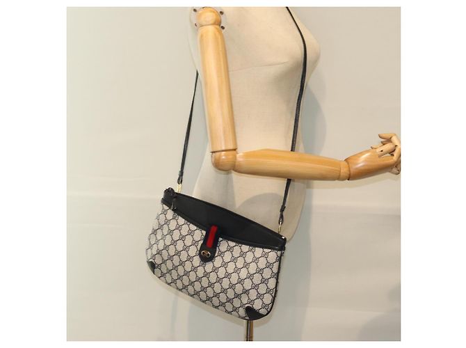GUCCI GG Supreme Sherry Line Borsa a Spalla PVC Blu Navy Rosso 904 02 026 Auth yk12549 - vista 22