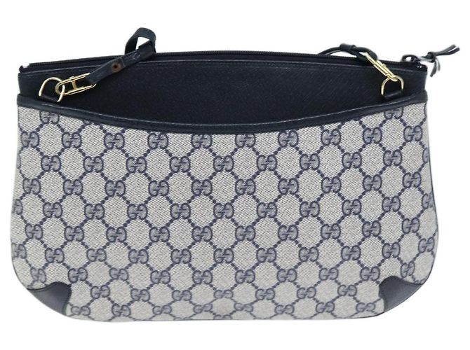 GUCCI GG Supreme Sherry Line Borsa a Spalla PVC Blu Navy Rosso 904 02 026 Auth yk12549 - vista 3