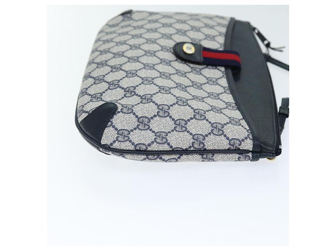 GUCCI GG Supreme Sherry Line Borsa a Spalla PVC Blu Navy Rosso 904 02 026 Auth yk12549 - vista 4