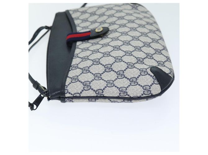 GUCCI GG Supreme Sherry Line Borsa a Spalla PVC Blu Navy Rosso 904 02 026 Auth yk12549 - vista 5