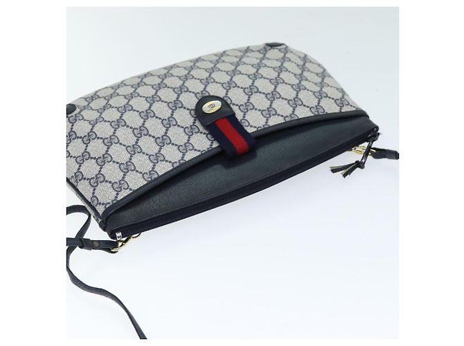 GUCCI GG Supreme Sherry Line Borsa a Spalla PVC Blu Navy Rosso 904 02 026 Auth yk12549 - vista 6