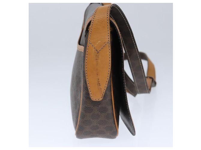 Céline Borsa a spalla in tela Macadam CELINE in pelle PVC marrone oro Auth 102371 D'oro - vista 4